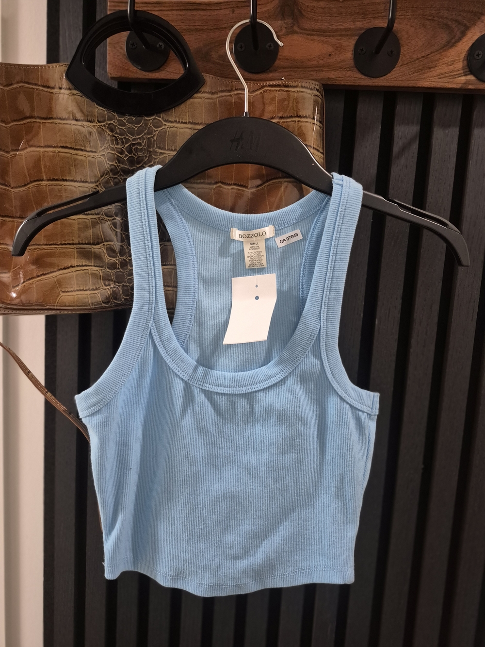 Bozzolo Light Blue Ribbed Cropped Tank - Women